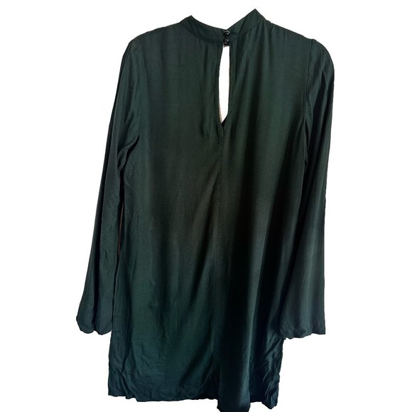 Justfab Choker Shift Dress, green long sleeve mini short dress - Picture 5 of 7